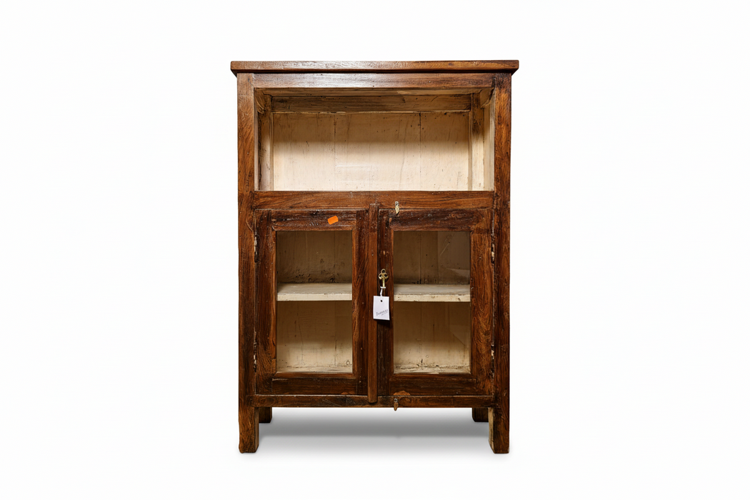 Alte Vitrine aus indischen Teakholz