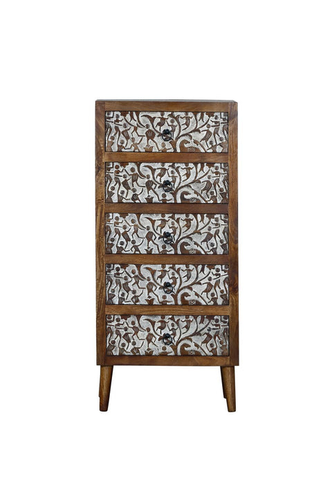 Hohes indisches Sideboard mit Musterung
