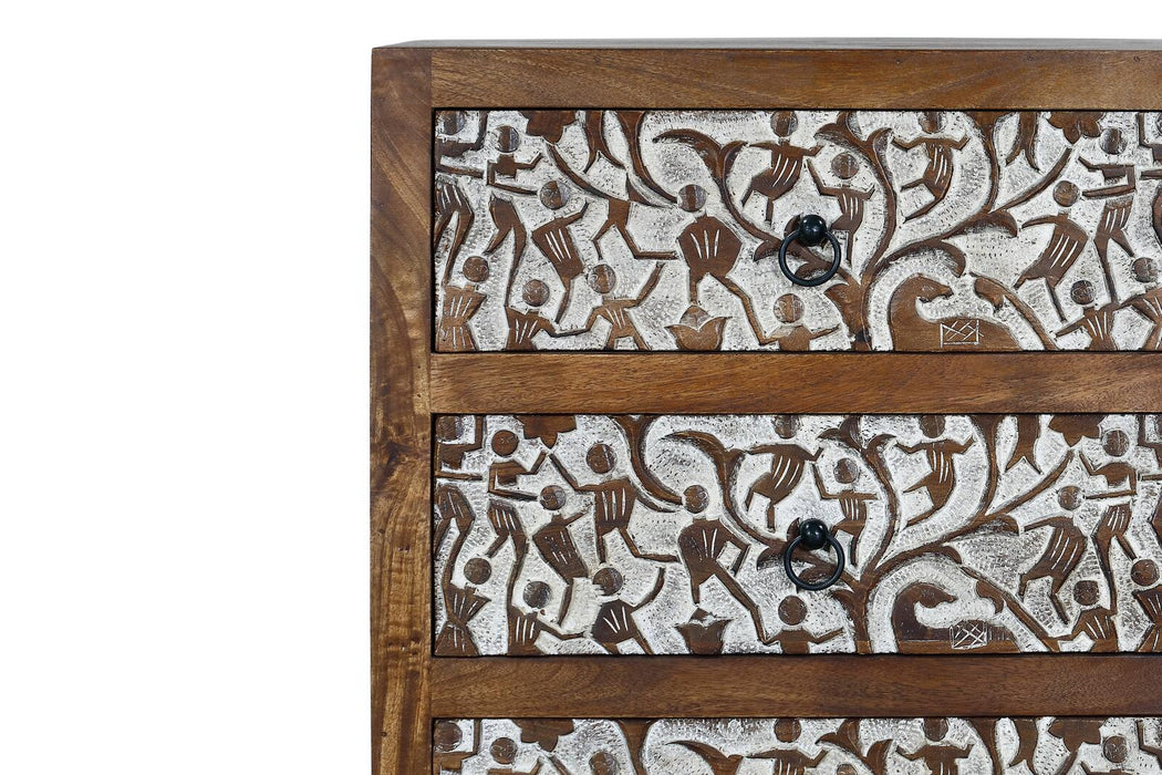Hohes indisches Sideboard mit Musterung