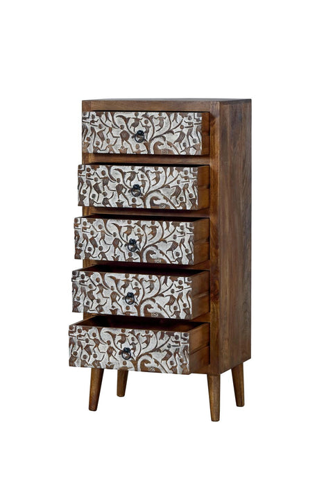 Hohes indisches Sideboard mit Musterung