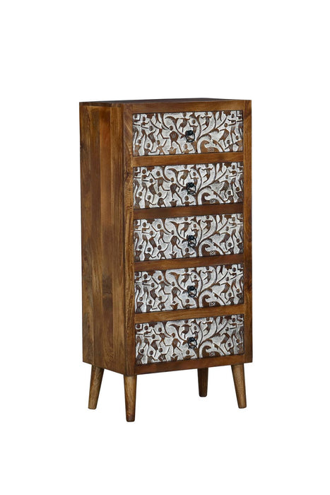 Hohes indisches Sideboard mit Musterung