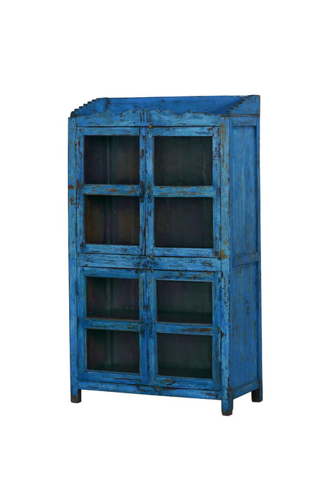 Original Vintage Vitrine mit blauer Patina