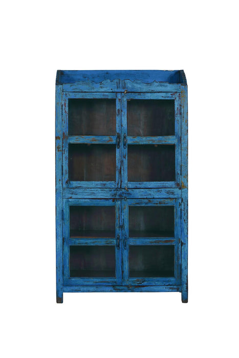 Original Vintage Vitrine mit blauer Patina