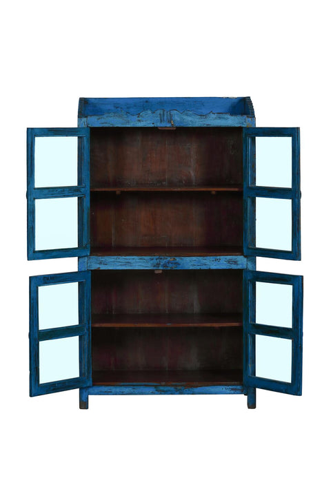 Original Vintage Vitrine mit blauer Patina