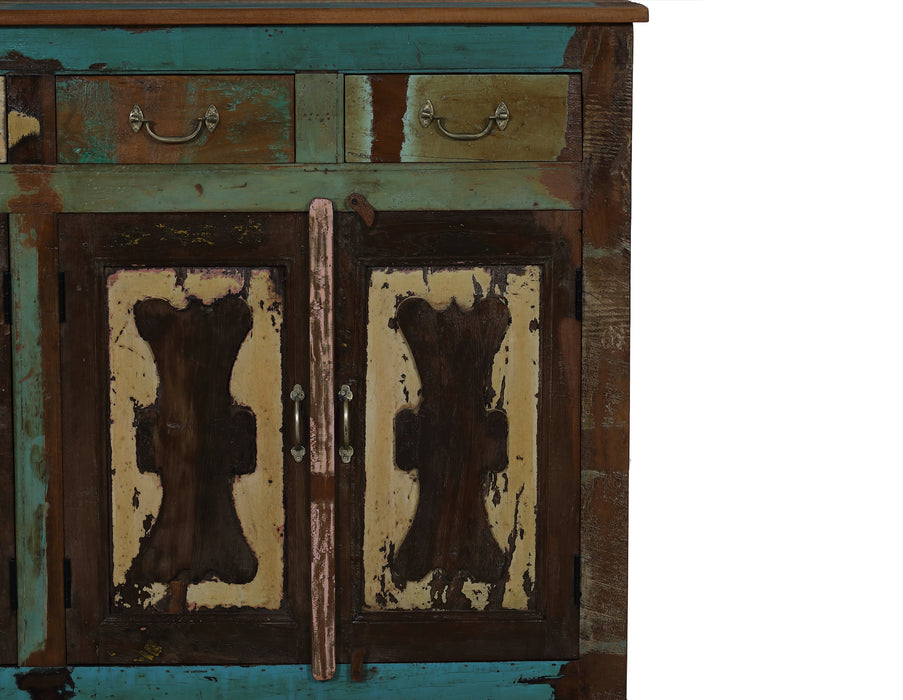 Indische Kommode mit bunter Shabby-Chic Patina