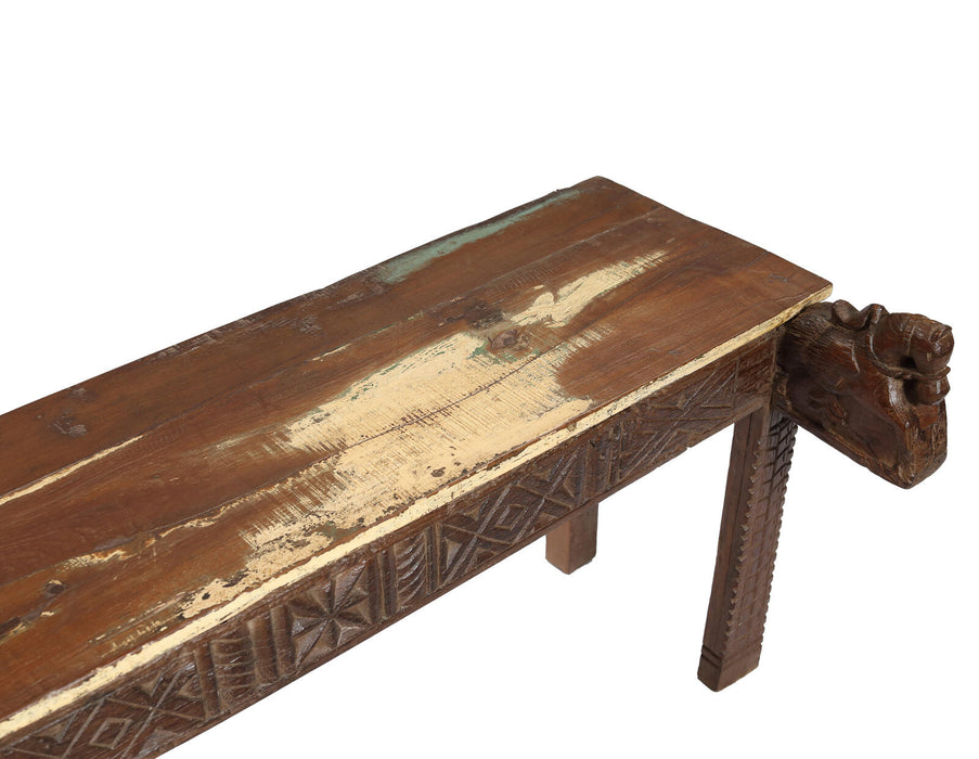 Indische Holzbank mit Sockelteil