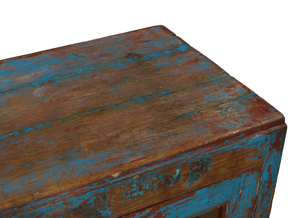 Shabby Vitrine in Blau aus Indien
