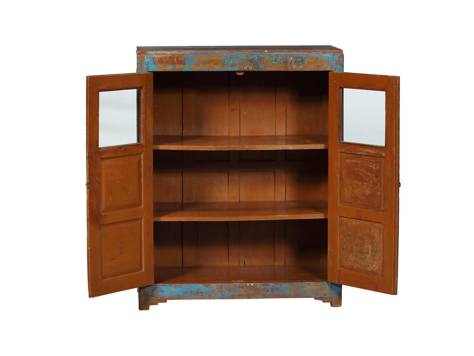 Shabby Vitrine in Blau aus Indien